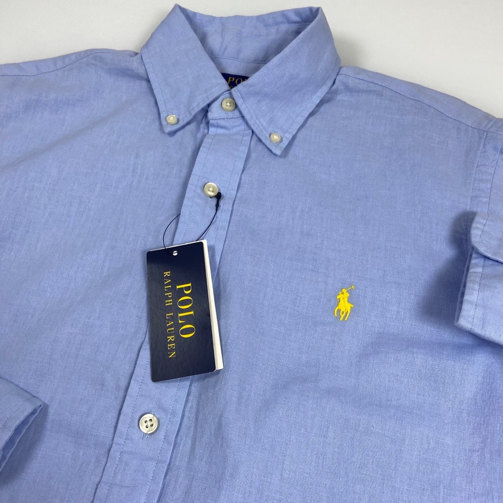 Polo Ralph Lauren Mens S Blue Linen Cotton Button Down Shirt NEW Classic Fit